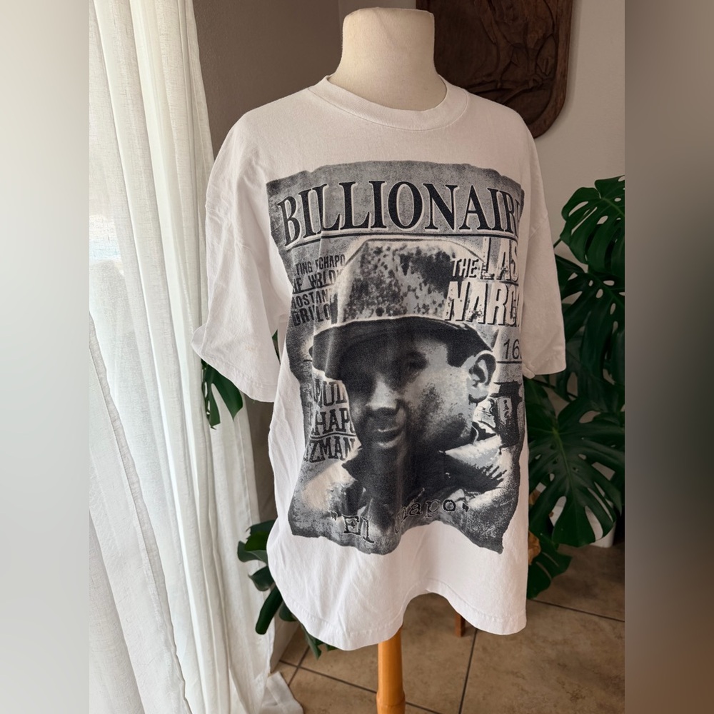 Vintage Billionaire El Chapo Graphic T-Shirt White Pro Athletic XL